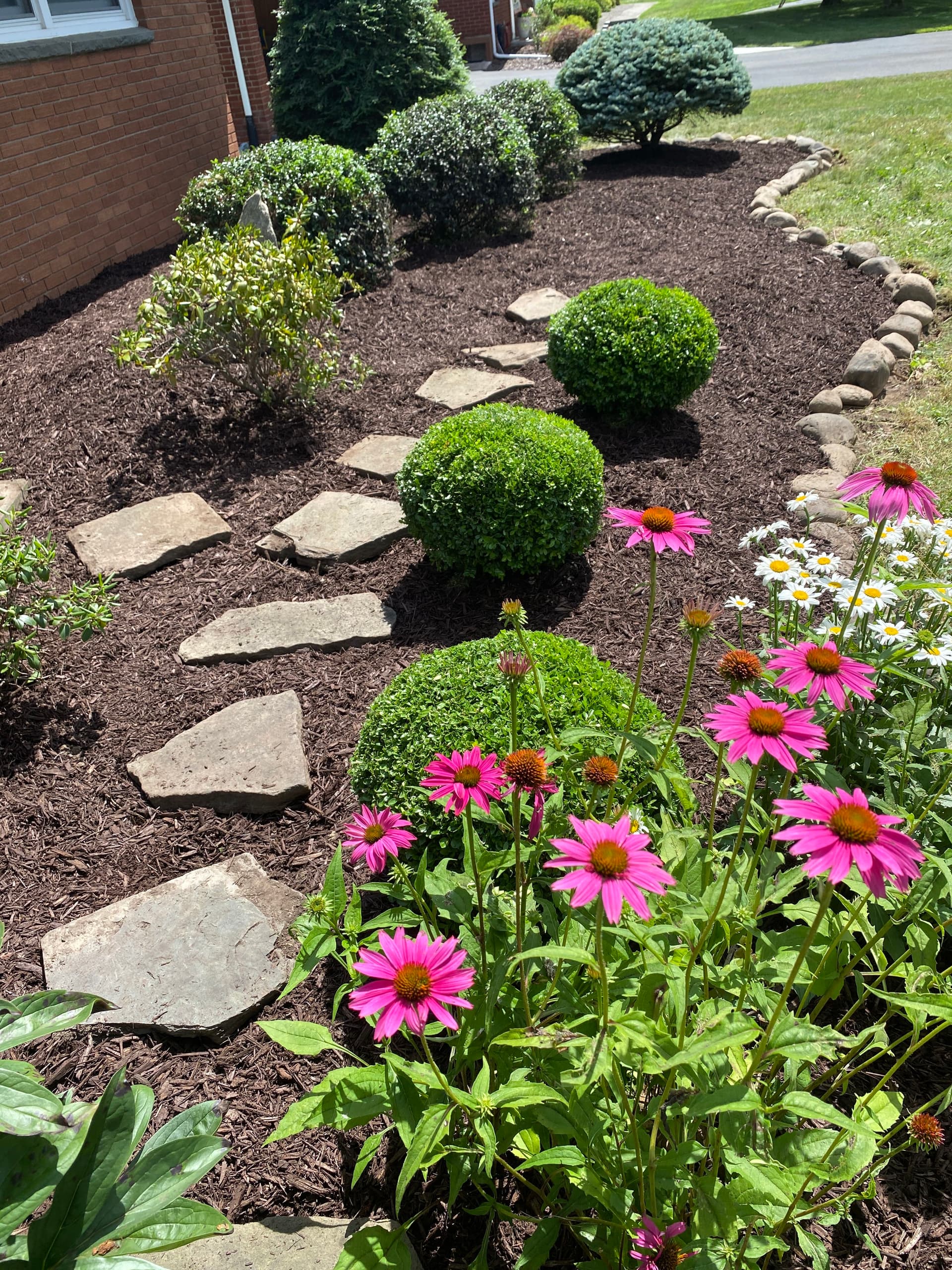 Gallery photos for Fresh Mulch, Crisp Trimming, and a Cobblestone Edge Done Right: Image #3